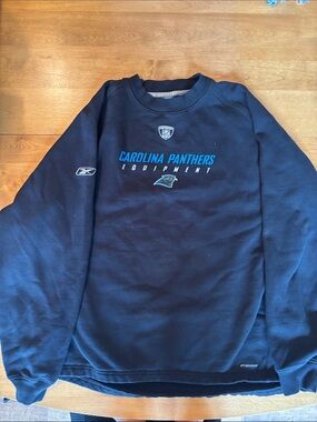 Reebok Navy Carolina Panthers Crewneck Sweatshirt